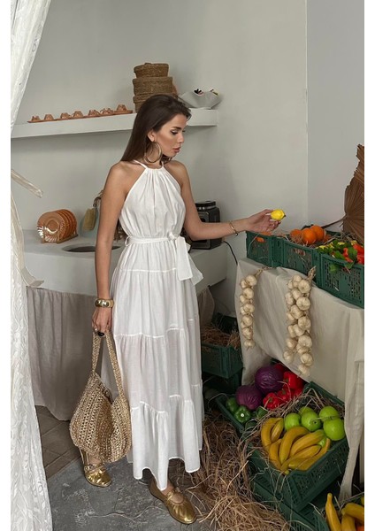 Halter Yakalı Kuşaklı Elbise fırsatları