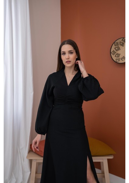 Büzgülü Krep Elbise fiyatları