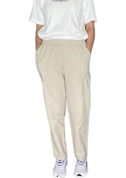 %100 Pamuk, Keten Kumaştan Beli Lastikli ve Bağcıklı Kadın Pantolon(Solma ve Çekme Yapmaz) indirimleri
