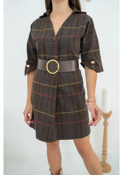 Kemerli Çizgili Mini Elbise modelleri