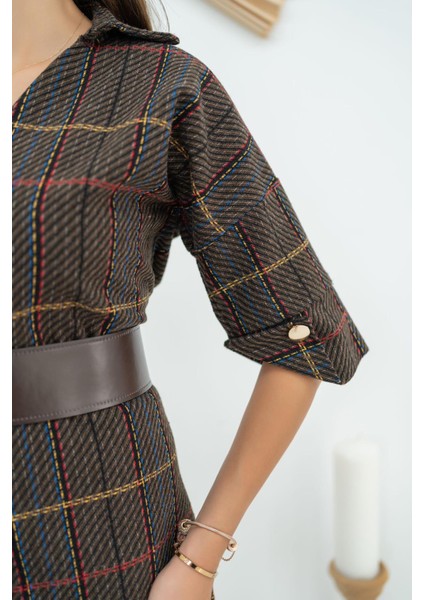 Kemerli Çizgili Mini Elbise fırsatları