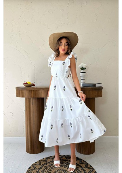 Sıfır Kol Fırfırlı Elbise