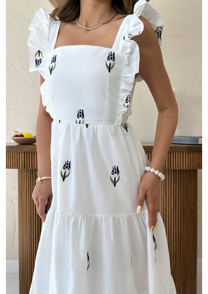 Sıfır Kol Fırfırlı Elbise modelleri