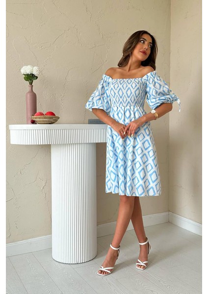 Kare Desenli Yazlık Elbise