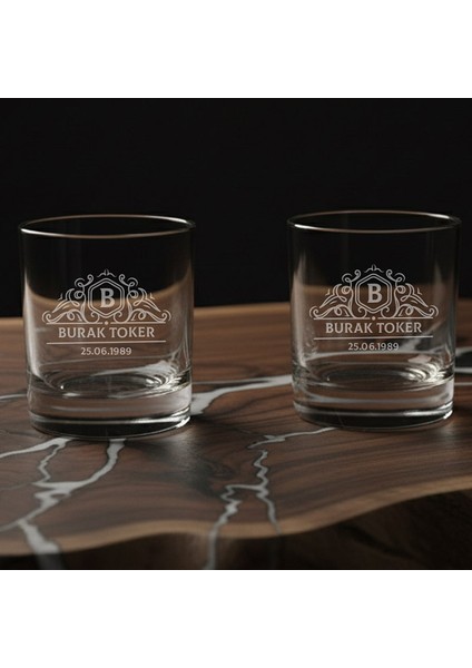 Premium Kutulu Hediyelik 2’li Islay Malt Isim Yazılı Viski Bardakları