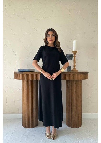 Pileli Bisiklet Yaka Elbise