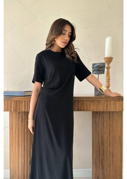 Pileli Bisiklet Yaka Elbise fırsatları