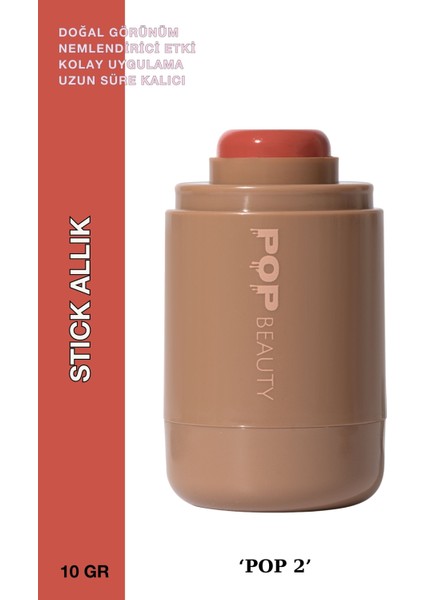Doğal Görünüm, Nemlendirici Etkili, Yanak ve Dudak Renklendirici Stick Allık