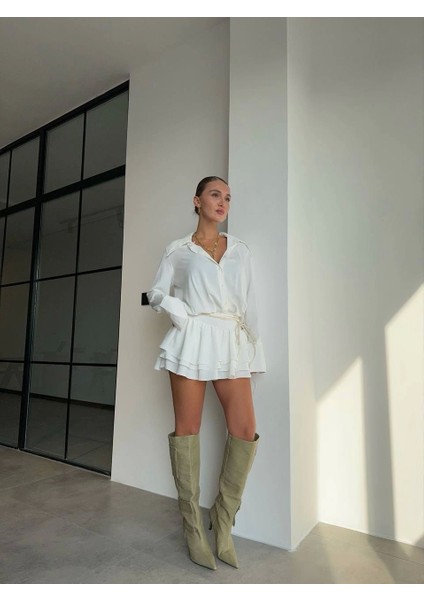 Beyaz Pileli Mini Elbise fiyatları