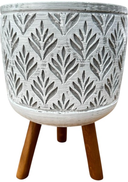 Ev Dekorasyon Gri Lotus Ayaklı Beton Saksı Çiçeklik Saksılık indirimleri