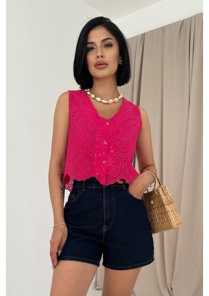 Sıfır Kol Brode Bluz