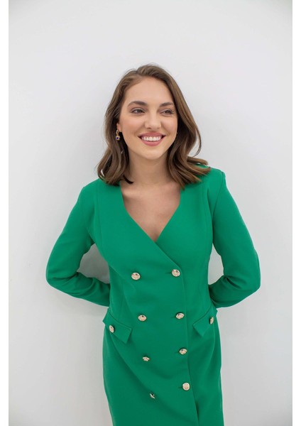 Gold Düğmeli Ceket Elbise modelleri