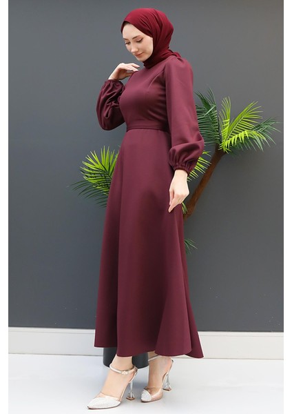 Ronay Tesettür Elbise Koyu Mürdüm fırsatları