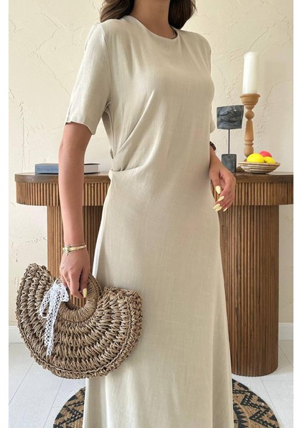 Pileli Bisiklet Yaka Elbise fırsatları