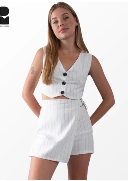 Çizgili Crop Yelek fiyatları