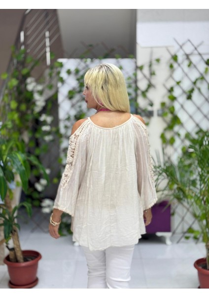 NC9740 Italyan Ipek Bluz Bej fırsatları