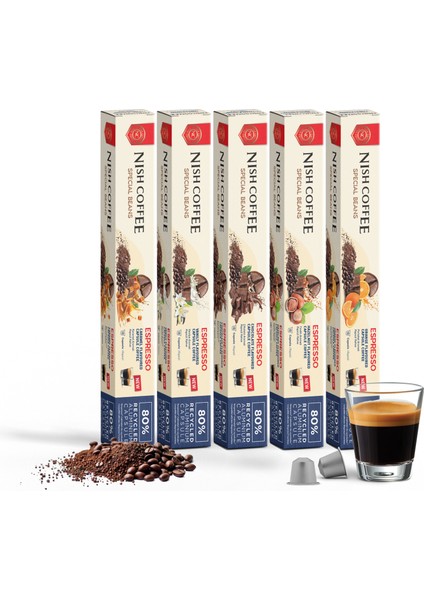 Aromalı Kapsül Kahve 5'li Set (Karamel-Vanilya-Çikolata-Fındık-Portakal) - 50 Adet modelleri