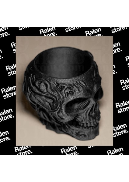 Gotik Siyah Kafatası Temalı Kalemlik | 10CM | Siyah ( Yüksek Kalite 3D Baskı Pla ) fiyatları