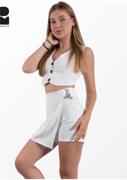 Çizgili Crop Yelek indirimleri