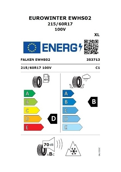 215/60 R17 100V Xl Eurowinter HS02 Oto Kış Lastiği (Üretim YILI:2025) fiyatları