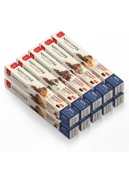 Aromalı Kapsül Kahve 10'lu Set (Karamel-Vanilya-Çikolata-Fındık-Portakal)