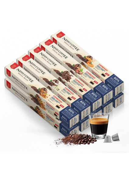 Aromalı Kapsül Kahve 10'lu Set (Karamel-Vanilya-Çikolata-Fındık-Portakal) modelleri