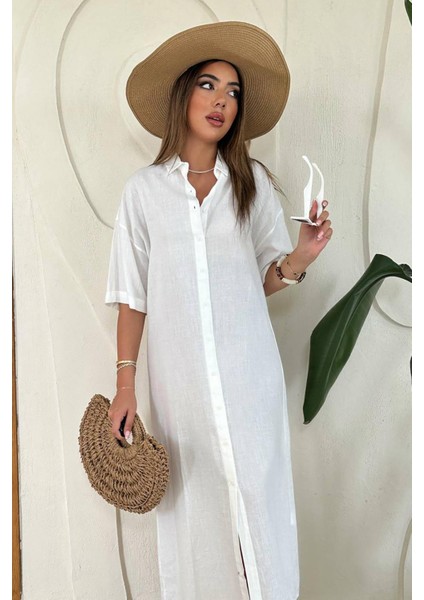 Keten Kısa Kollu Elbise modelleri