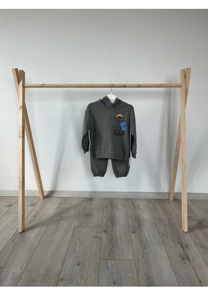 %100 Pamuk Çocuk Eşofman Takımı- Haki