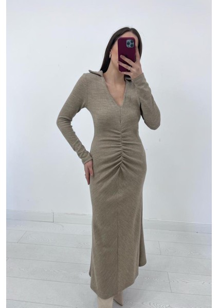 Büzgülü Triko Balık Elbise