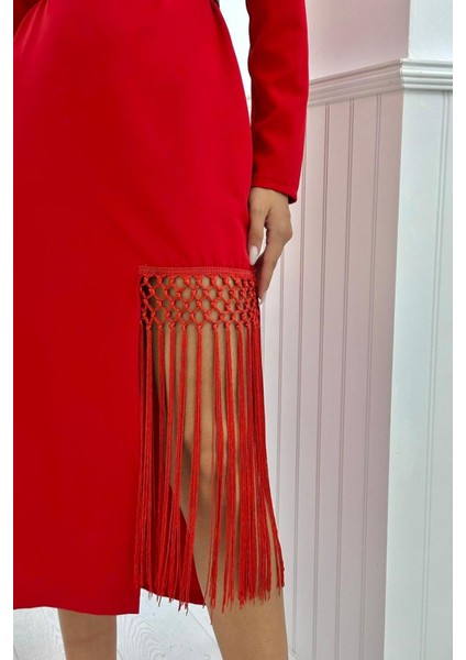 Eteği Püsküllü Atlas Elbise fırsatları