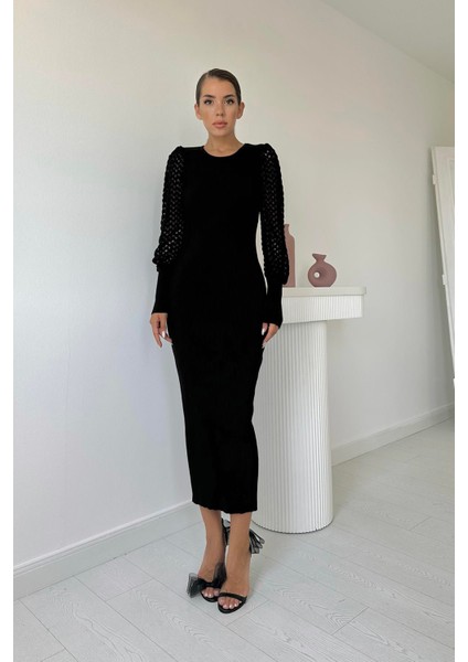 Kolları Örgülü Triko Elbise fiyatları