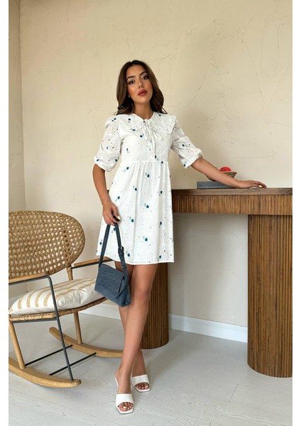 Bebe Yakalı Brode Elbise