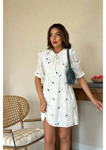 Bebe Yakalı Brode Elbise modelleri