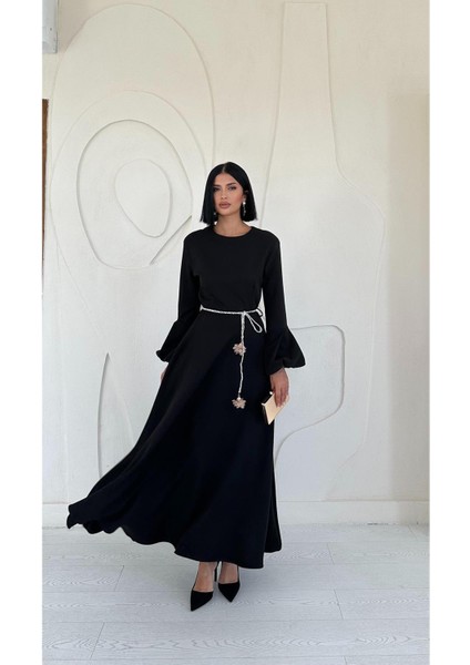 Balon Kollu Kuşaklı Elbise modelleri