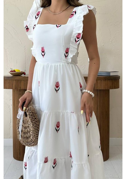 Sıfır Kol Fırfırlı Elbise fırsatları