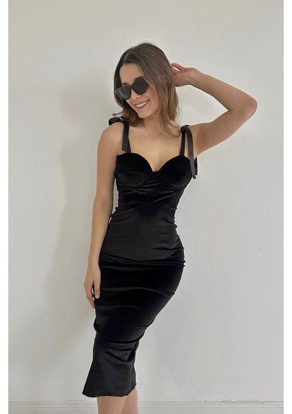 Saten Askılı Kadife Elbise fiyatları