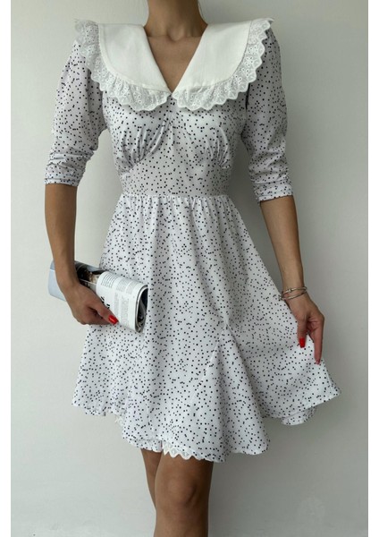 Puantiyeli Önlük Yaka Elbise modelleri