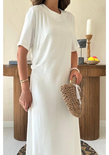 Pileli Bisiklet Yaka Elbise fırsatları