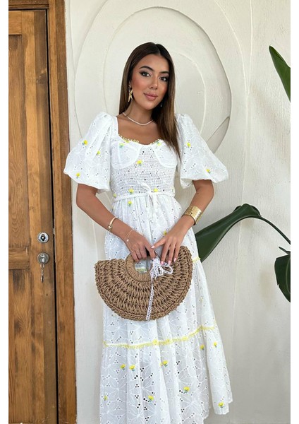 Dantel Detaylı Brode Elbise modelleri
