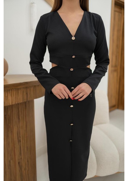 Bel Detaylı Düğmeli Elbise fırsatları