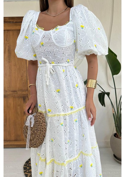 Dantel Detaylı Brode Elbise fırsatları