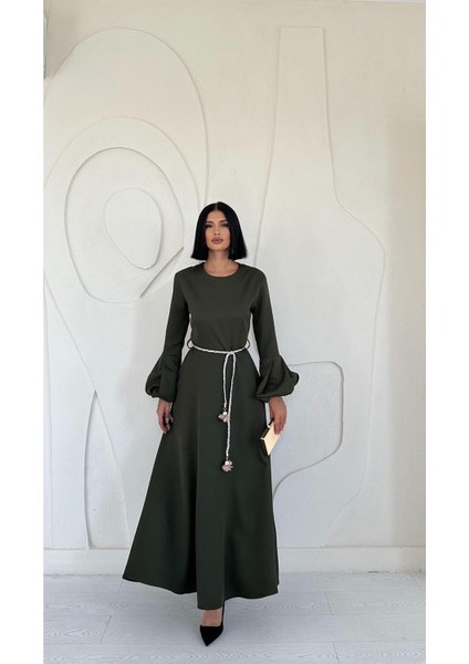 Balon Kollu Kuşaklı Elbise modelleri