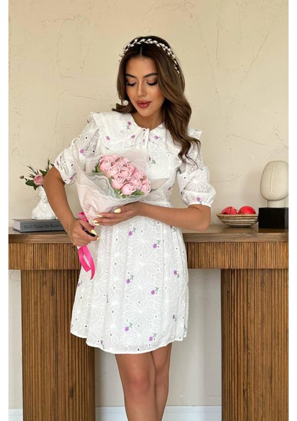 Bebe Yakalı Brode Elbise modelleri