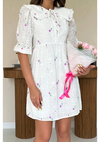 Bebe Yakalı Brode Elbise fırsatları