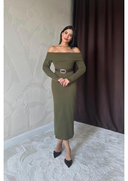 Kemerli Triko Elbise