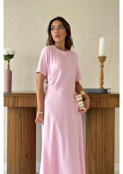 Pileli Bisiklet Yaka Elbise modelleri