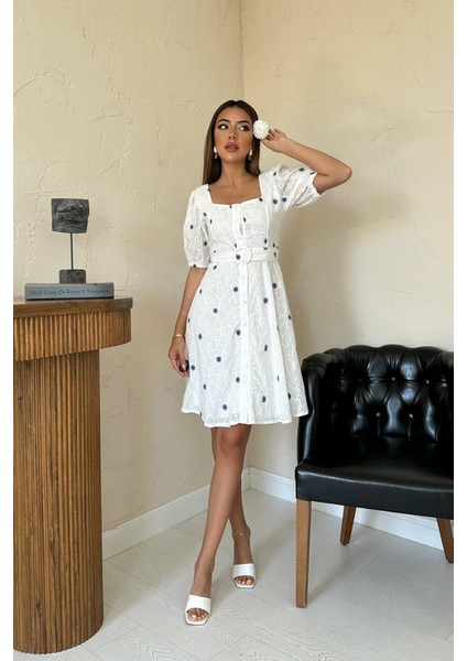 Kemerli Kare Yaka Elbise fiyatları