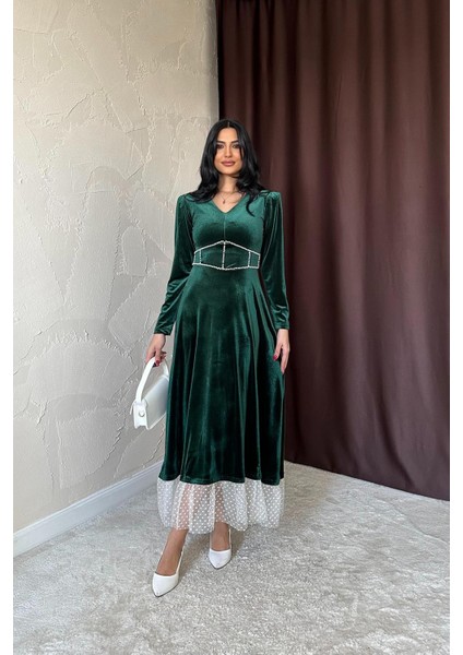 Inci Aksesuarlı Kadife Elbise fiyatları