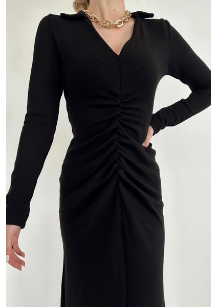 Büzgülü Triko Balık Elbise fiyatları