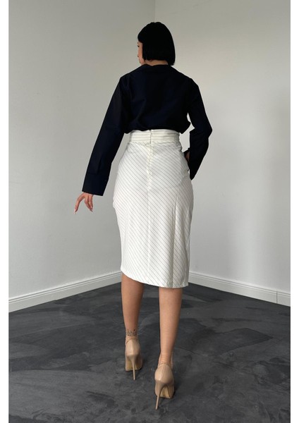 Çizgili Poliviskon Etek modelleri